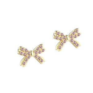 Aqua Dulce Rose Darling Bow ørestikker - forgyldt sølv - 7mm