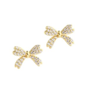 Aqua Dulce Darling Bow Big ørestikker - forgyldt sølv - 14mm