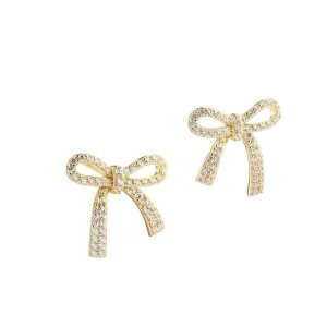 Aqua Dulce Elegant Bow ørestikker – forgyldt sølv - 15,5mm