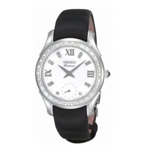 SEIKO PREMIER - Dameur i stål m. sort læderrem 31mm