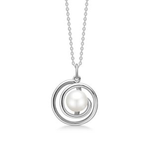 Mads Z Swirl W. Pearl halskæde - sølv