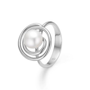 Mads Z Swirl W. Pearl ring - sølv