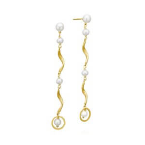 Dulong Fine Jewelry Vega Pearl Øreringe Lang - Guld - Ferskvandsperler