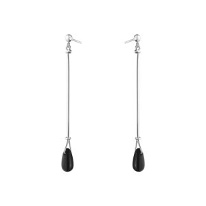Georg Jensen Vivianna Torun lange ørering - Sølv - Sort agat