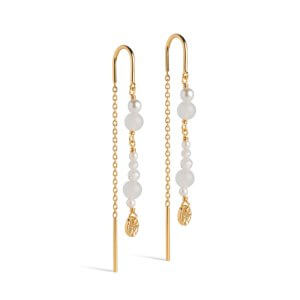 Enamel Sofia White and Pearls øreringe - forgyldt sølv