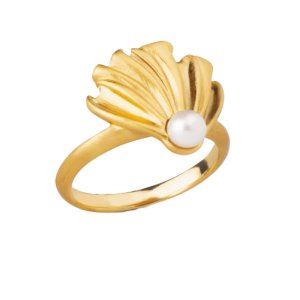 ByBiehl Poppy ring m. ferskvandsperle - Forgyldt sølv