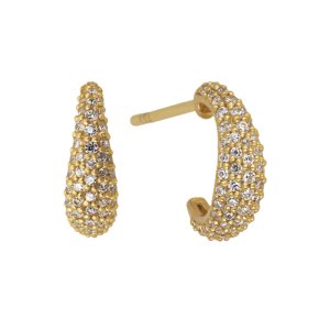 ByBiehl Ocean Flow Sparkle Small Hoop øreringe - Forgyldt sølv