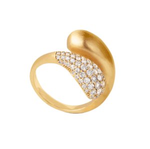 ByBiehl Ocean Flow Duo Sparkle ring - Forgyldt sølv