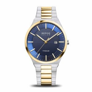 Bering Slim Solar herreur blå i børstet/poleret bicolor titanium 39mm