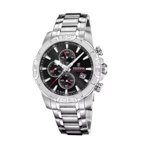 FESTINA Timeless Chronograph – Herreur i stål m. sort skive 45mm