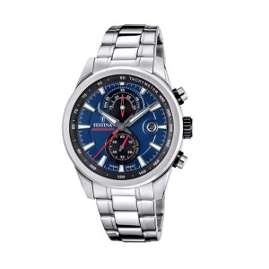FESTINA Timeless Chronograph – Herreur i stål m. blå skive 44mm