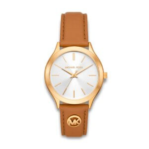 Michael Kors SLIM RUNWAY - Dameur i doublé m. brun læderrem 38mm