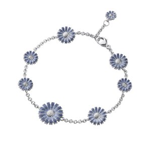 Georg Jensen Daisy armbånd - sølv - blå emalje