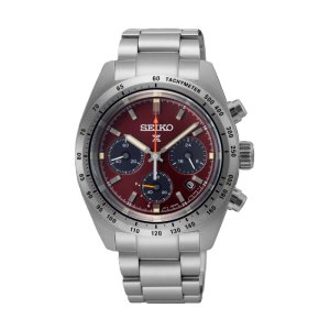 SEIKO PROSPEX SPEEDTIMER - Solar Herreur m. Chronograph stål/rød skive 39mm