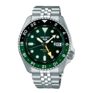SEIKO 5 SPORT GMT – Herreur Automatic i stål m. grøn skive 42,5mm