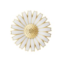 Georg Jensen Daisy Succession Mindebroche - Forgyldt sølv/Hvid emalje