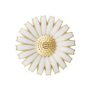 Georg Jensen Daisy Succession Mindebroche - Forgyldt sølv/Hvid emalje