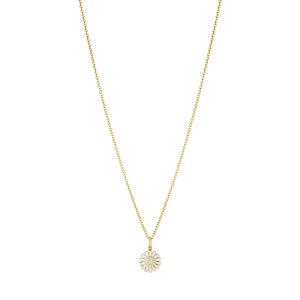 Georg Jensen Daisy halskæde – forgyldt sølv med hvid emalje og 0,05ct. Dia. – 11 mm
