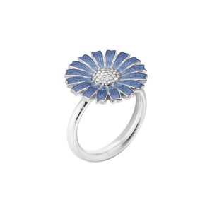 Georg Jensen Daisy ring - sølv - blå emalje - 18 mm