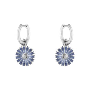 Georg Jensen Daisy creoler – sølv med blå emalje