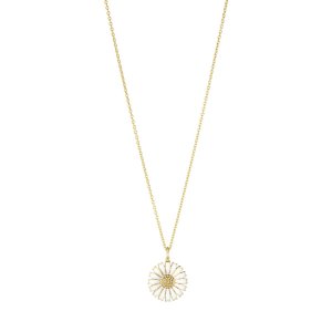 Georg Jensen Daisy Marguerit halskæde – forgyldt sølv med hvid emalje – 18 mm