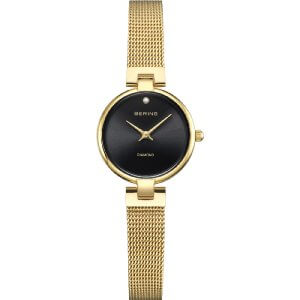 Bering Classic dameur - guld PVD belægning - 24 mm - sort skive
